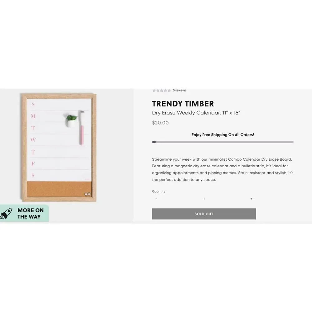 Ubrands NEW Trendy Timber Dry Erase Weekly Calendar, 11